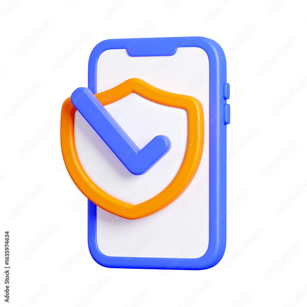 Poster phone security shield checkmark mobile data protection for secure app background & use