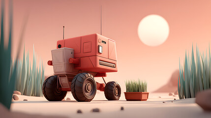 a red rover in the desert looking for the future