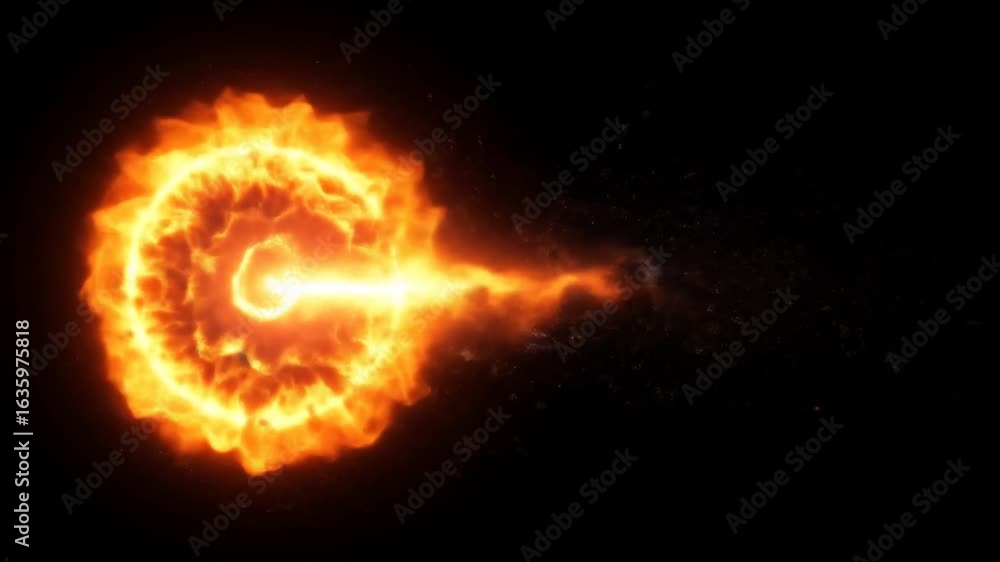 Poster creating fiery explosion with debris spreading across dark background visual