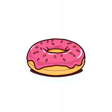 recommend clip art: an illustration of a pink donut with sprinkles on it, there is a pink donut with sprinkles on it