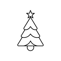 Outline christmas tree on transparent background
