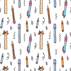 Obraz premium seamless with school stationery