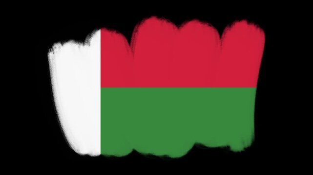 Madagascar flag created with brush strokes