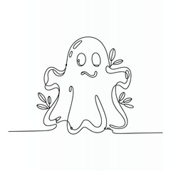 Cute hand drawn ghost illustration with a whimsical and playful appearance