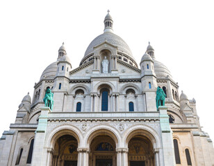 Fototapeta premium Angled View of Sacre-Coeur Basilica from Below, Emphasizing Dome Height and Skyward Perspective, isolated on transparent background PNG