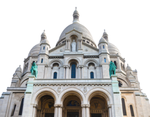  Angled View of Sacre-Coeur Basilica from Below, Emphasizing Dome Height and Skyward Perspective, isolated on transparent background PNG