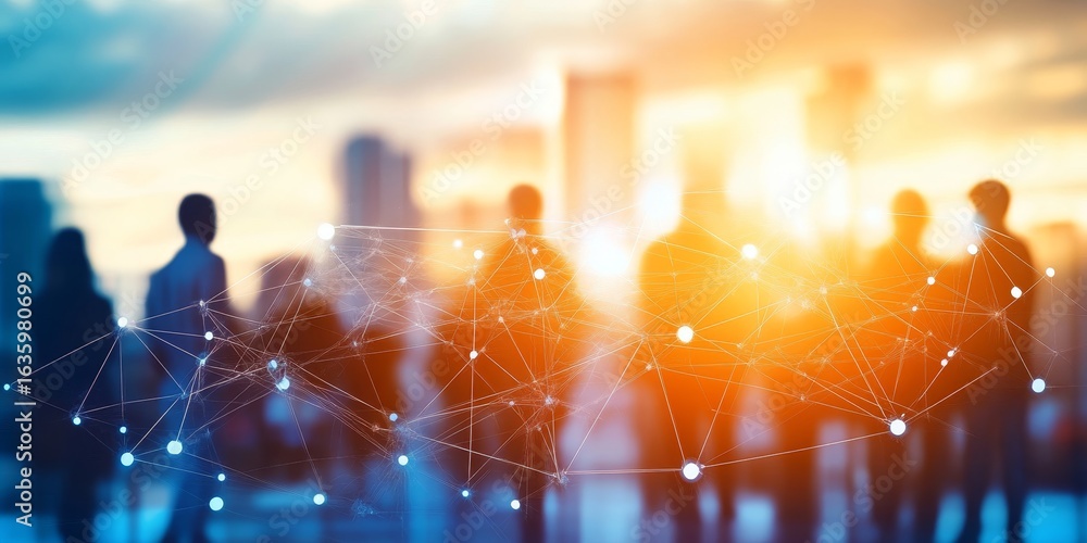 Poster global business networking enhancing teamwork and management through customer data exchange