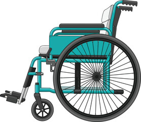 Vector illustration flat vector art of teal wheelchair isolated on white background