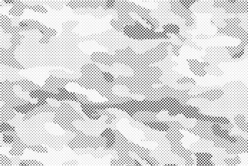 Abstract halftone seamless camouflage pattern. Monochrome camo with pixel effect. Modern sporty background for jersey design. Vector Format Illustration