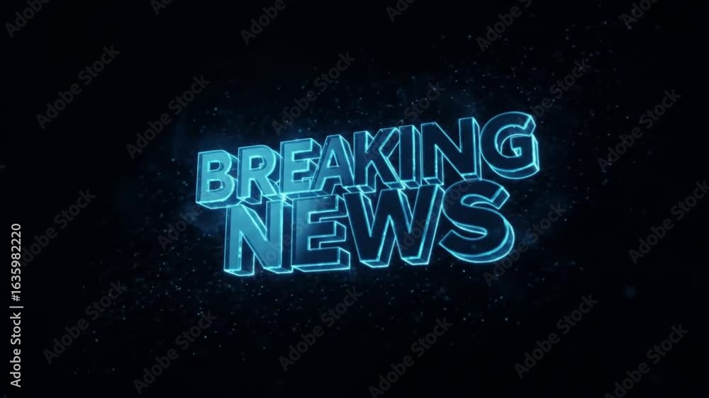 Poster animated breaking news title reveal with glow and particle effects