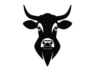 Monochrome Bull Portrait: A powerful monochrome illustration of a bull's head, showcasing its strength and elegance with bold lines and stark contrasts.