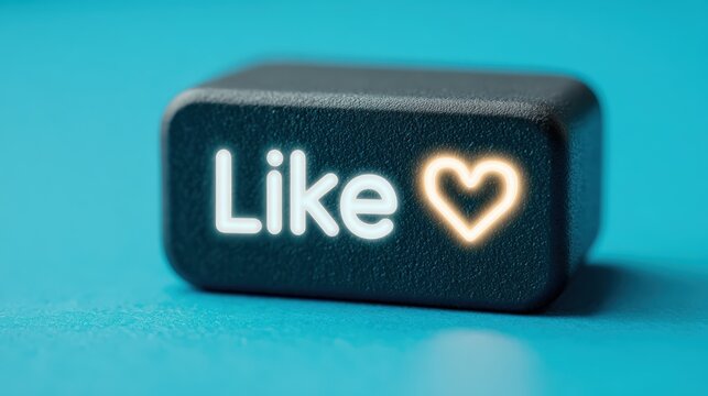 Design showcasing a thumb prism pressing a glowing heart icon on a smartphone block