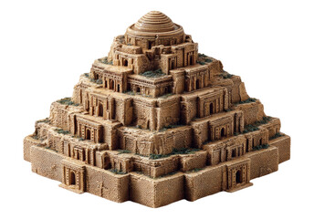Simple 3D Model of Ziggurat on Transparent Background