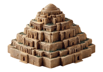 Simple 3D Model of Ziggurat on Transparent Background