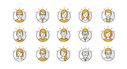 Fototapeta premium Set of Diverse User Avatars – Flat Minimal Profile Icon Collection Vector