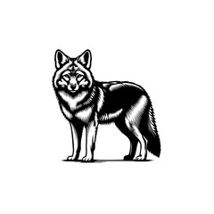 Fototapeta premium Wolf standing in a forest, isolated on white background