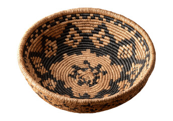 Fototapeta premium Woven Apache Basket with Geometric Design on Transparent Background