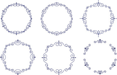 A set of beautiful, elegant, and ornate vector frames in a classic vintage style, with intricate swirl patterns, perfect for logos, invitations, and decorative design for Adobe Stock.
