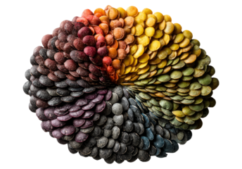 Five Natural Colors of Round Objects Isolated on Transparent Background