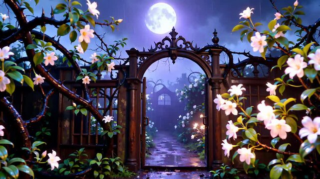 eldritch garden, glowing ghost-flowers