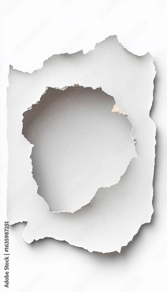 Poster artistic paper tear template with deckled border and layered texture for graphic design projects