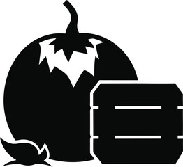 Blackberry and wooden crate silhouette isolated on white background