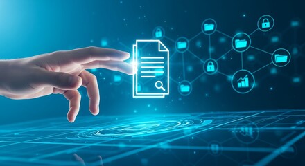 Digital Document Search and Security Concept  Data Protection Cybersecurity Information Management Cloud Storage Online Access Technology Innovation Network Database