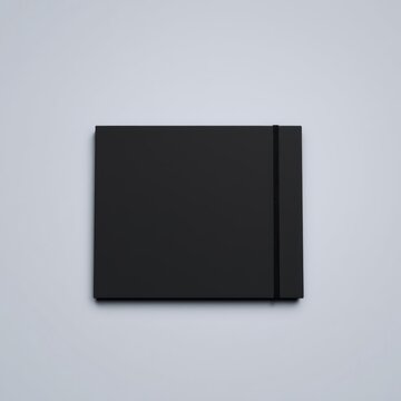 Black notebook mockup on a grey background frontside book mockup blank template professional presentation blank empty  creative composition versatile use  professional light