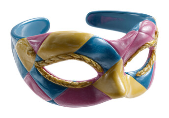 Colorful Harlequin Mask Isolated on Transparent Background