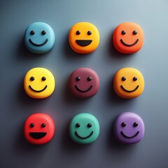 Vibrant Happy Face Icon Collection for Positive Review and Feedback Concepts