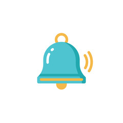 Simple Bell Icon in Teal and Yellow