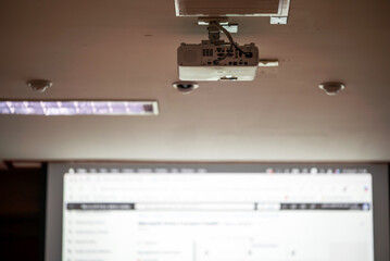 Projector in Conference Room on Ceiling