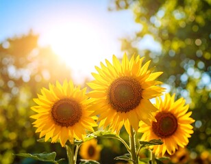 Obraz premium Bright sunflowers bathed in sunlight