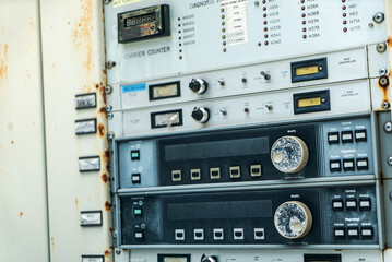 Vintage Control Panel with Dials and Switches