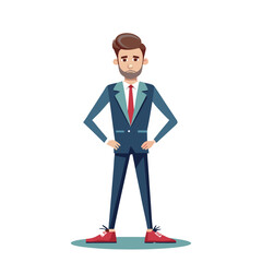Obraz premium Confident male leader in luxury shoes and elegant suit posing with authority – premium fashion and business concept illustration