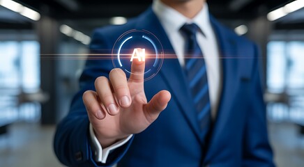 Businessman Unlocking the Potential of AI, Concept of AI