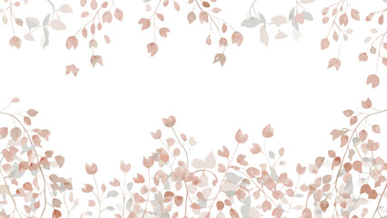 Delicate floral arrangement featuring soft pink and gray leaves on a white background creating a peaceful scene