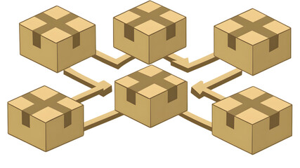 Efficient package distribution process warehouse infographic digital space aerial view logistics