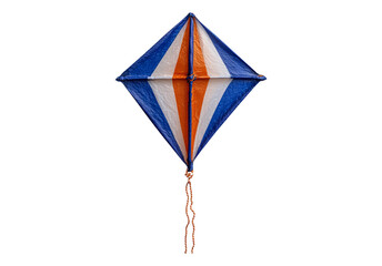 Blue and Orange Diamond-Shaped Kite on a Transparent Background