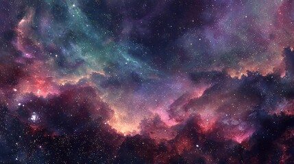 Obraz premium Vibrant Colorful Galaxy Clouds Nebula Background for Creative Designs