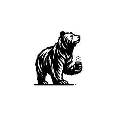 Naklejka premium Illustration of a bear holding a mug, isolated on white background