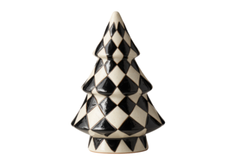 Hand Painted Ceramic Christmas Tree Isolated on Transparent Background