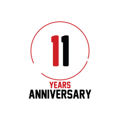 11 Years Anniversary logotype with golden colored font numbers made of Slice, isolated on black background for company celebration event, birthday - Vector