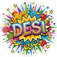 colorful urdu text explosion desi graphic style
