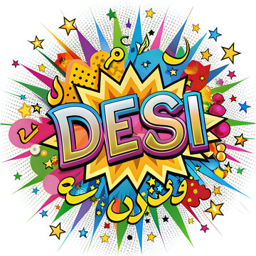colorful urdu text explosion desi graphic style