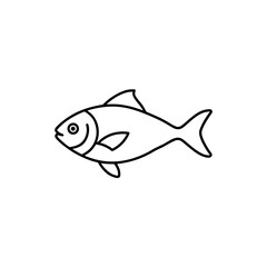 Outline drawing fish on transparent background