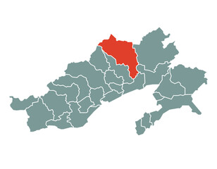 Upper Siang district highlighted on Arunachal Pradesh state of India