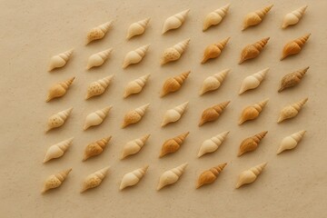 Repetition of Small Sea Snail Shells from Indonesian Tropical Beaches, Arranged Diagonally in Asymmetric Format_3