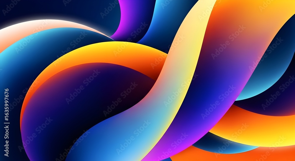 Aufkleber vibrant abstract background with colorful gradient curves and smooth textures creates a modern desig