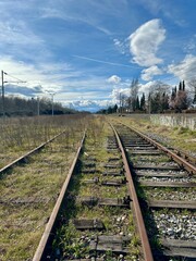 Fototapeta premium Old railroad tracks in the countryside